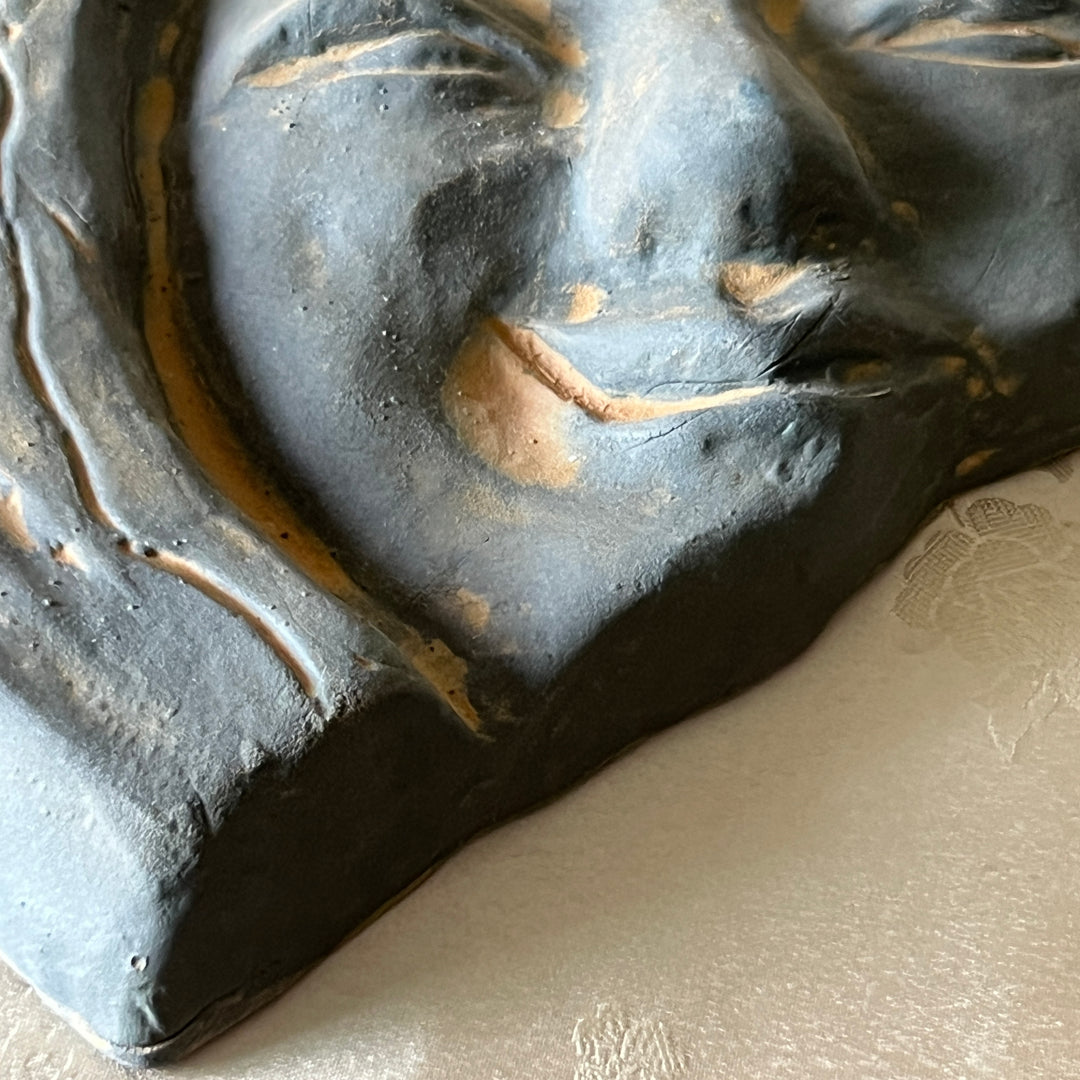 Silla Earthenware Roof-End Tile (Sumaksae): Smiling Human Face Motif
