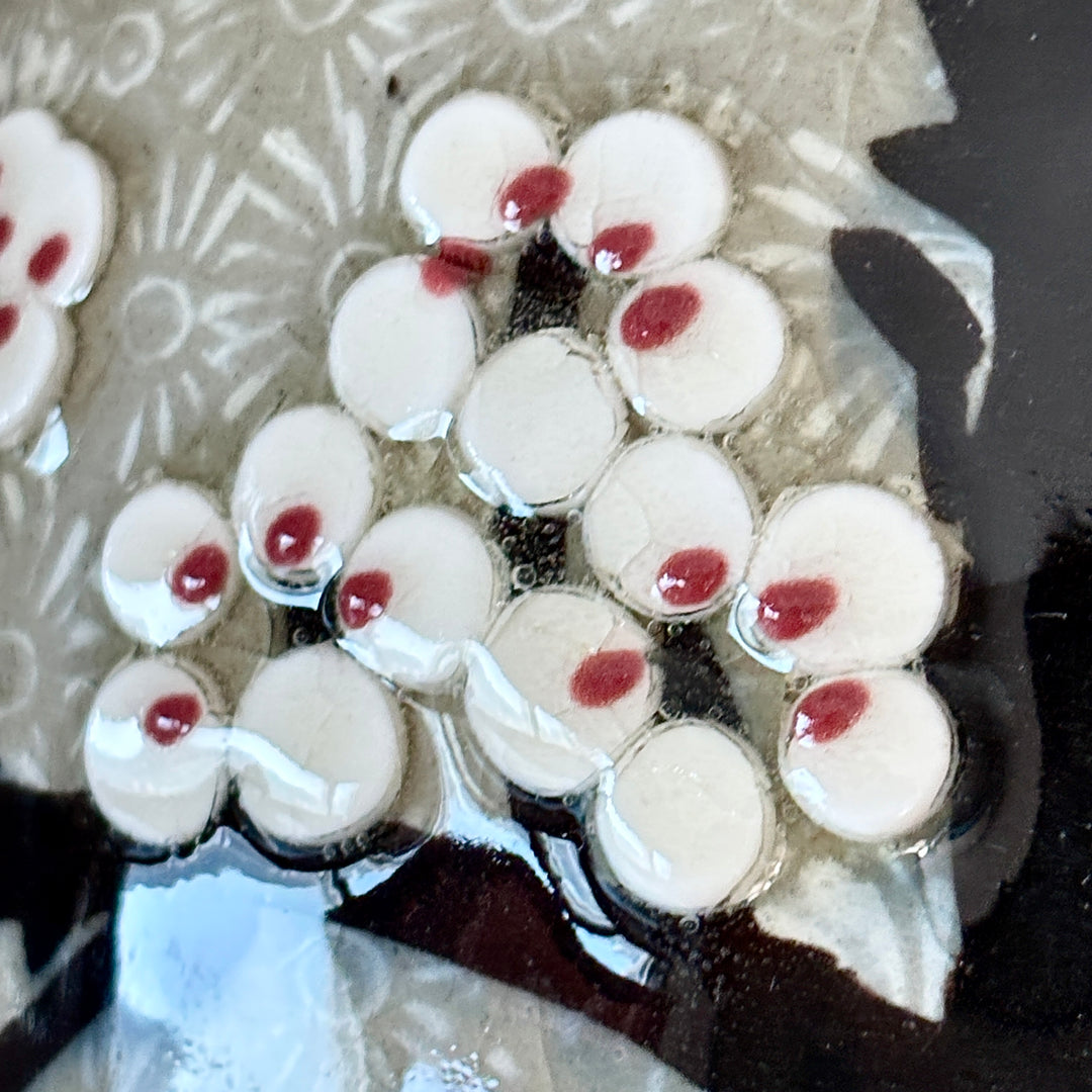 Buncheong Maebyeong and Jubyeong Vase Set: Stamped Chrysanthemum Ground with Plum Blossom Motif