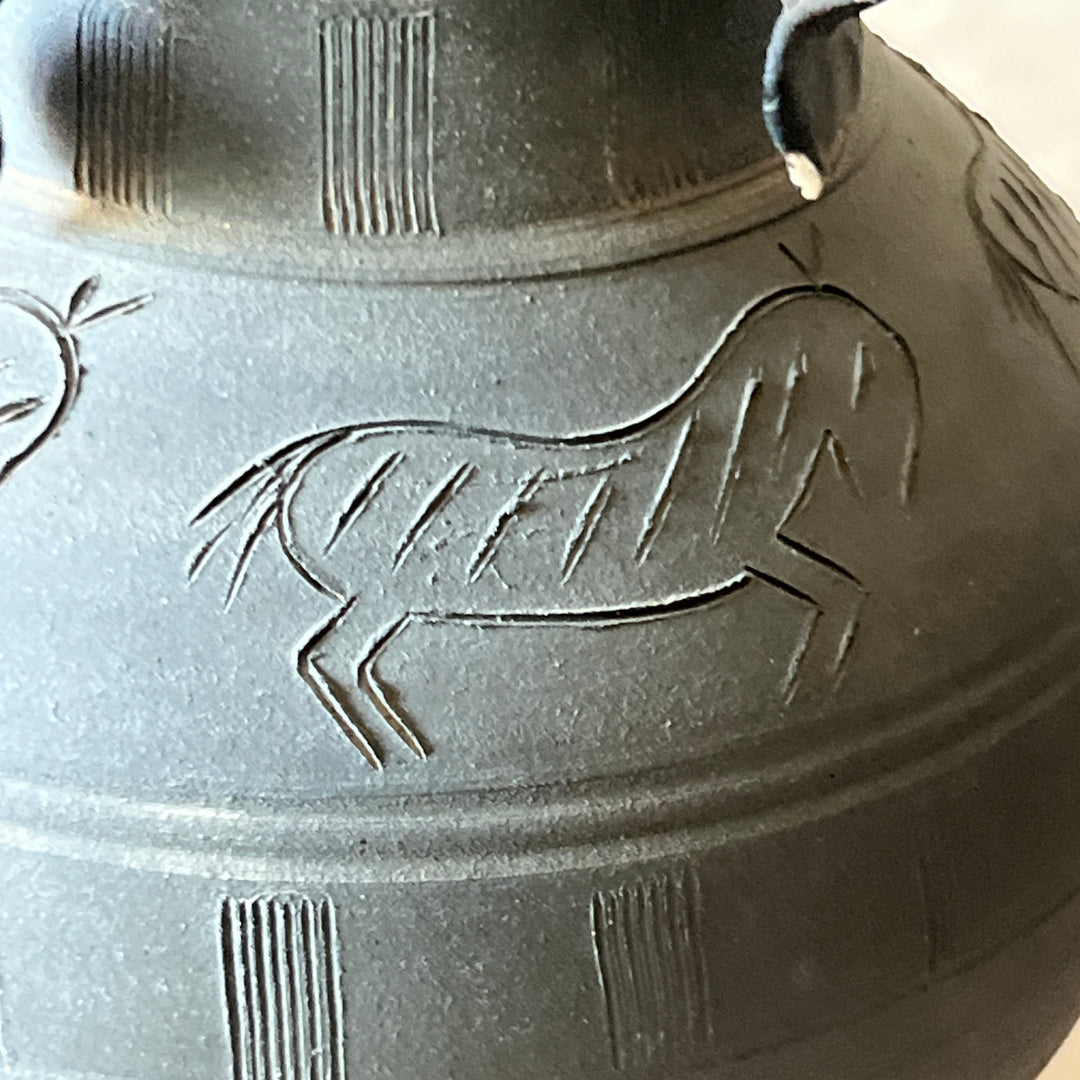 Silla Earthenware Long-Necked Jar: Horse Motif with Ring Ornaments