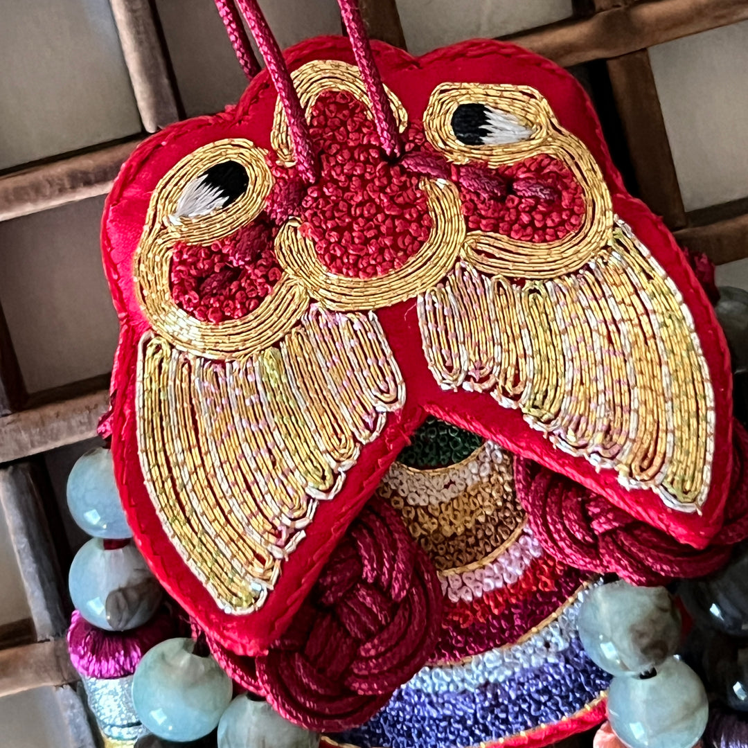 Silk Norigae: Embroidered Cicada with Ten Tassels