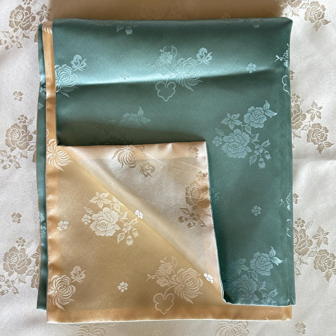 Two-Sided Silk Fabric: Medium Size, Floral Motif