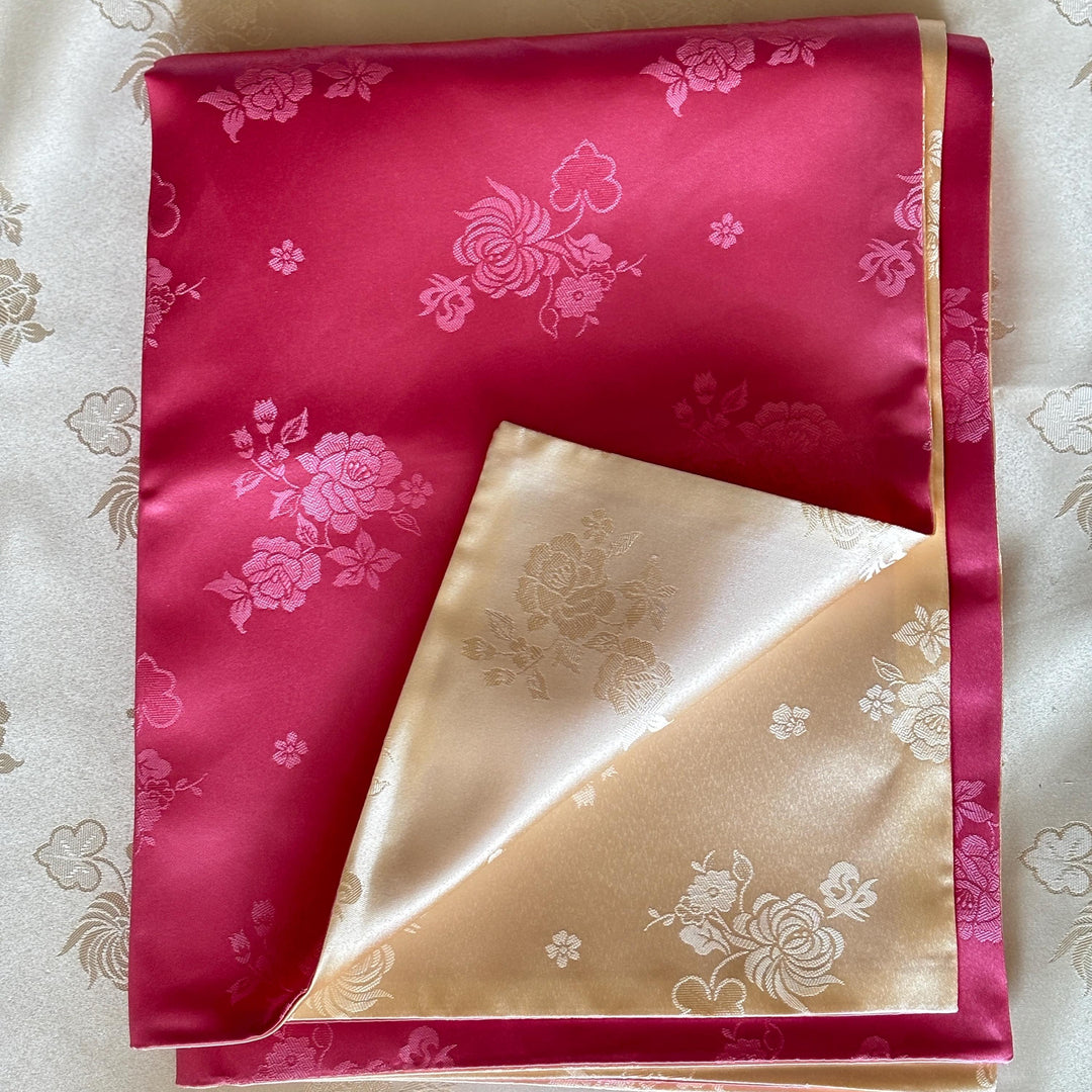 Two-Sided Silk Fabric: Medium Size, Floral Motif
