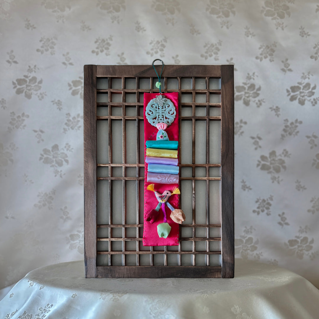 Norigae with Jade Longevity Charm, Layered Silk, and Bird-Flower Motif