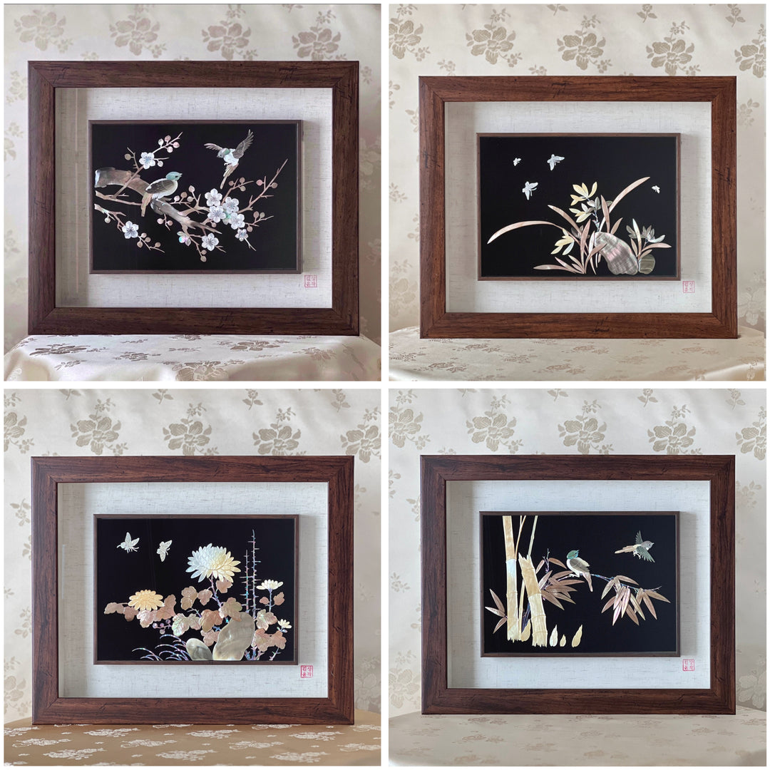 Mother-of-Pearl Art Panel Set: Whole-Shell Details, Horizontal Format