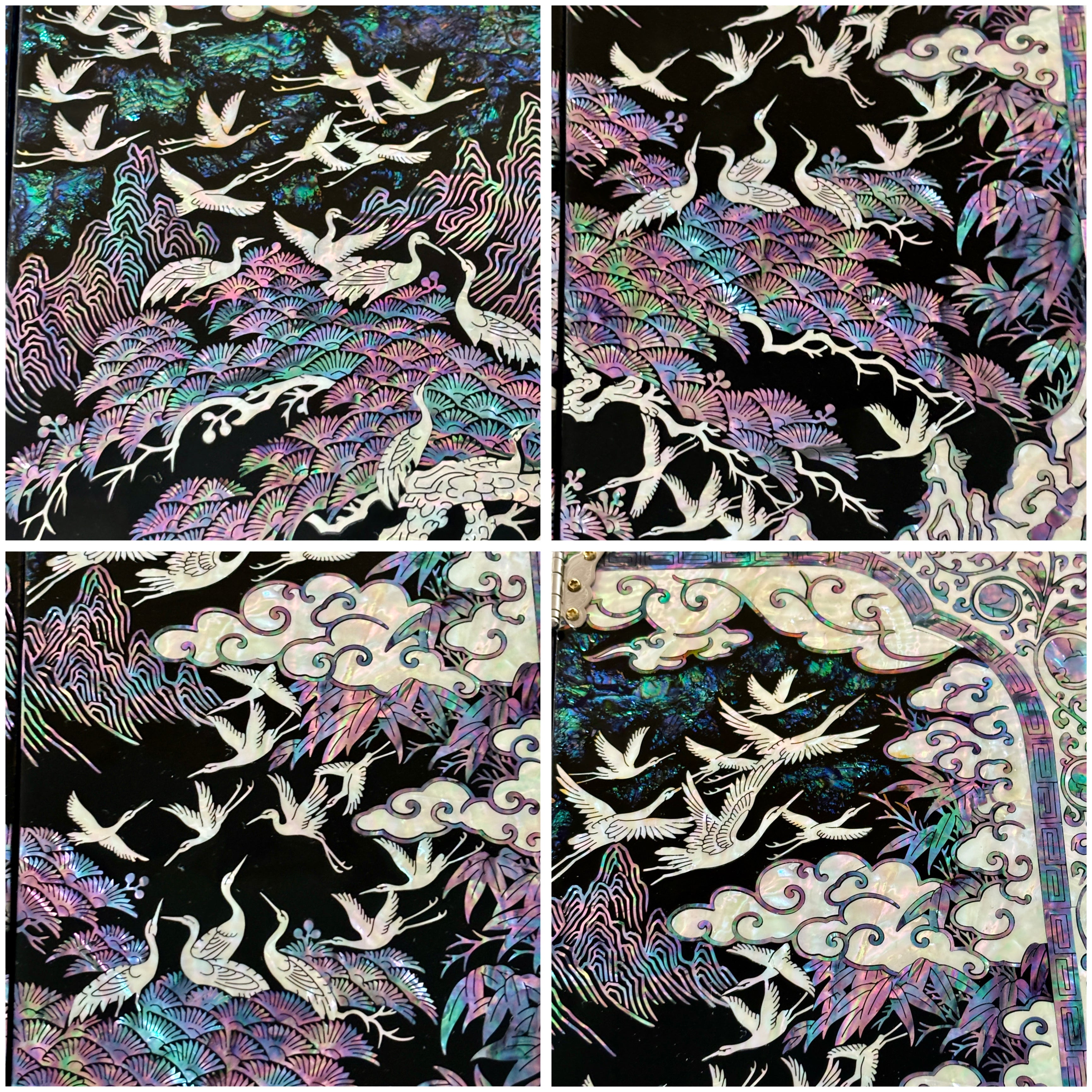 螺鈿百羽鶴文様木枠付屏風 – ArtinKo