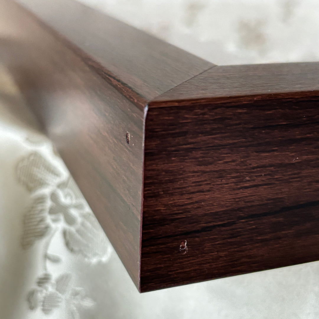 Embroidered Wall Art: Traditional Vine Pattern on Deep Red Silk in Wooden Frame