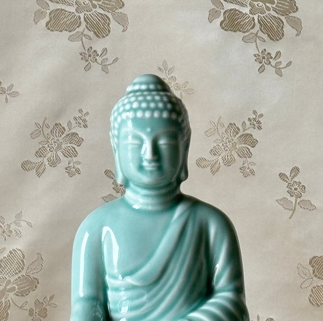Celadon Statue: Seated Buddha in Meditation