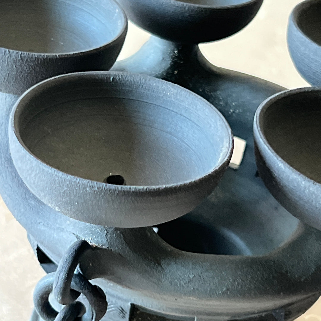 Silla Earthenware Five-Wick Oil Lamp: Ring-Ornamented Form