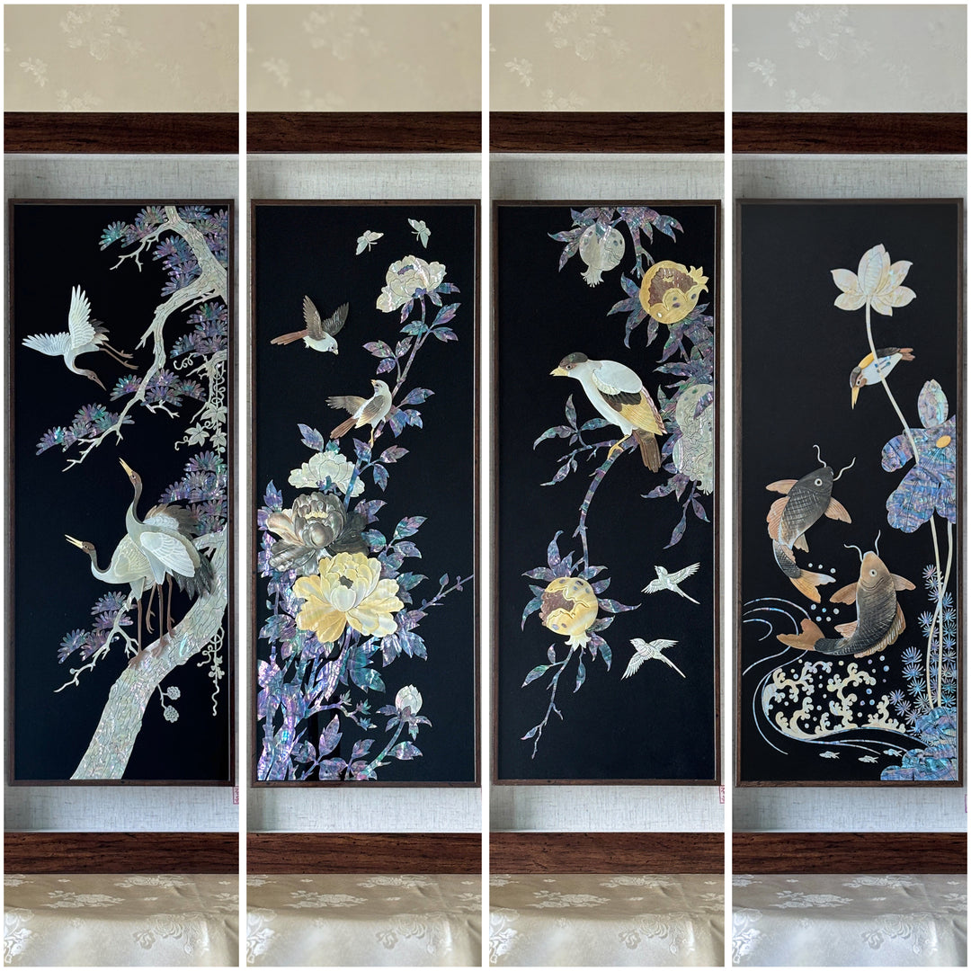 Korean Mother-of-Pearl Wall Art Set: Harmony in Natural Shell Form