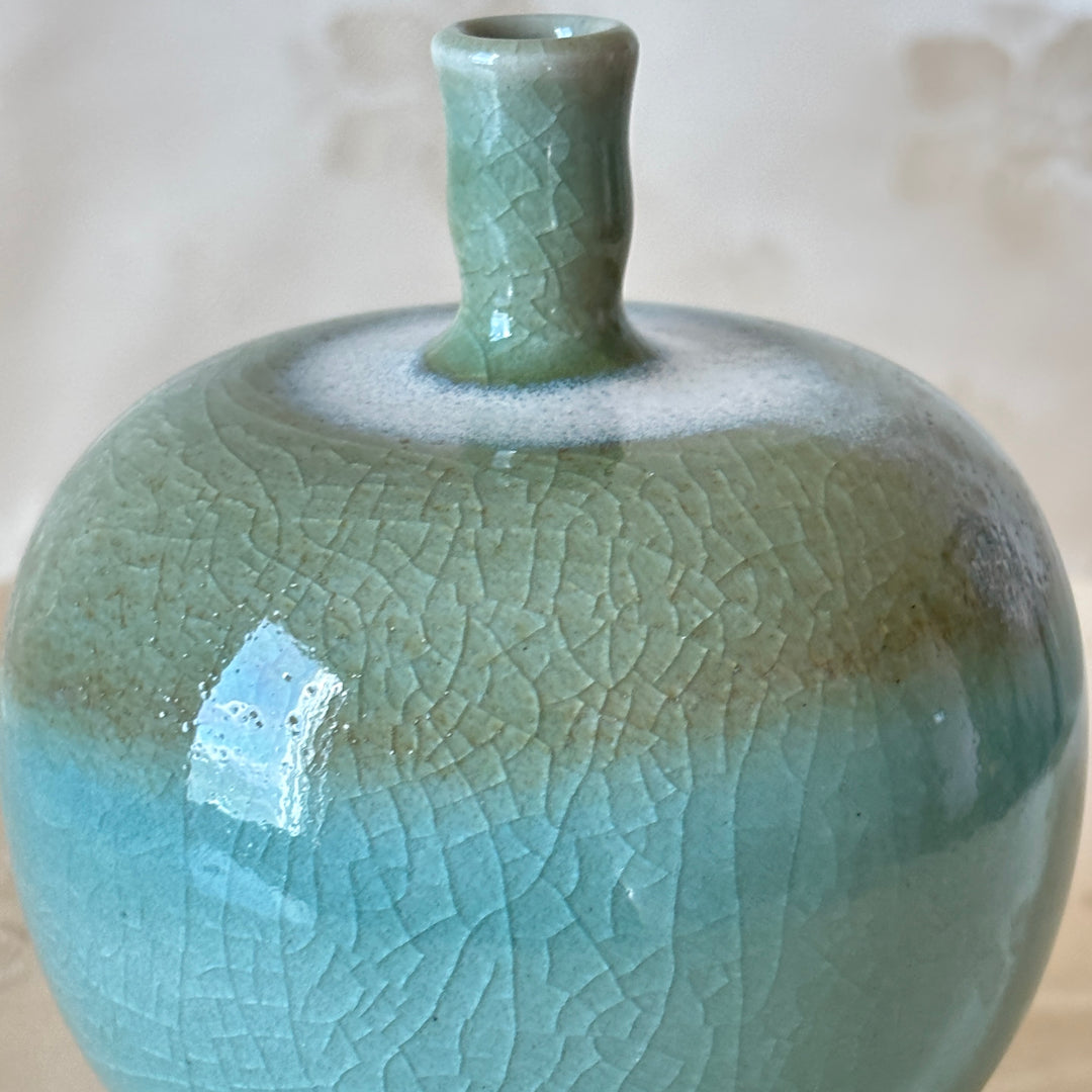 Korean Double-Glazed Celadon Vase Set: by Master Artisan