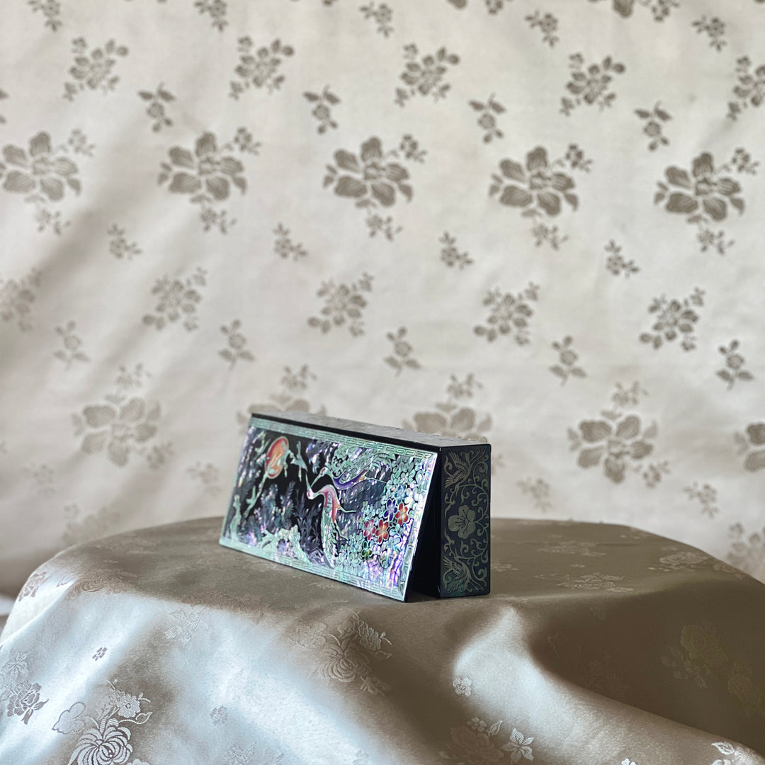 Mother-of-Pearl Stationary Box: Crane, Pine and Plum Blossom Motif