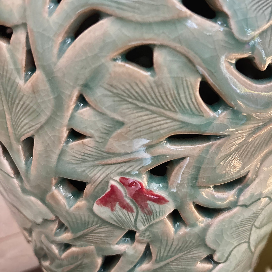 Celadon Maebyeong Vase: Double-Wall Openwork with Peony Motif