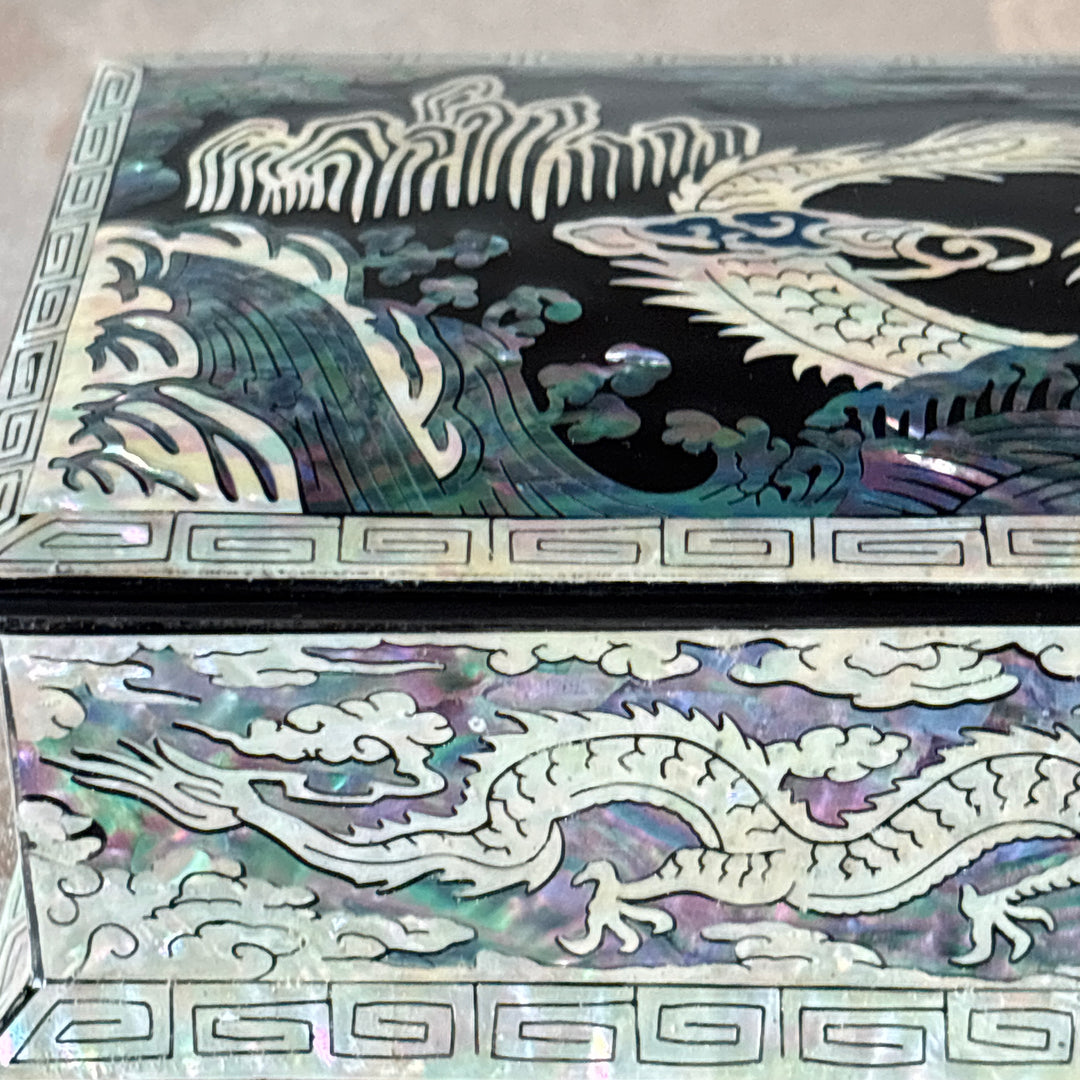 Mother of Pearl Stationery Box: Imperial Dragon Motif