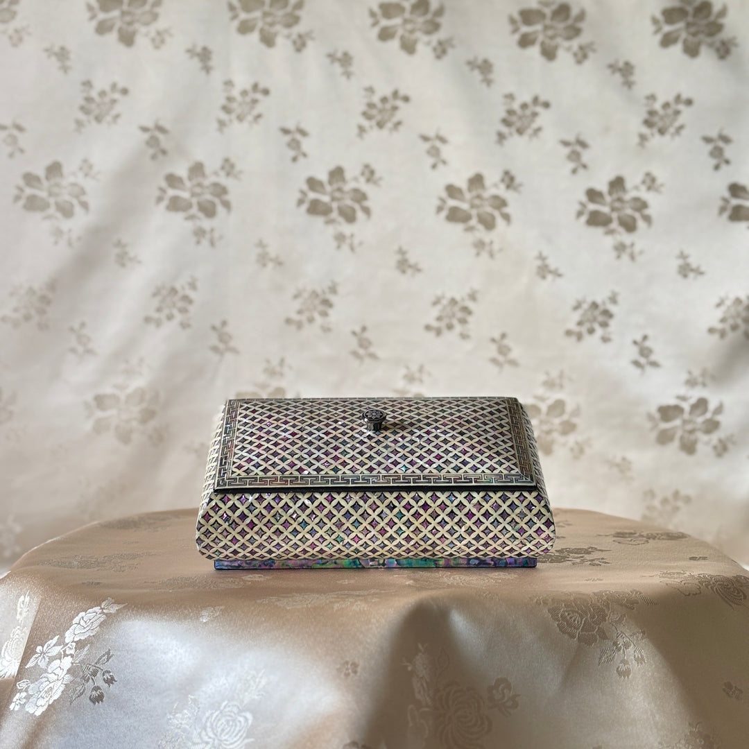 Mother-of-Pearl Jewelry Lidded Box: Chilbo Motif