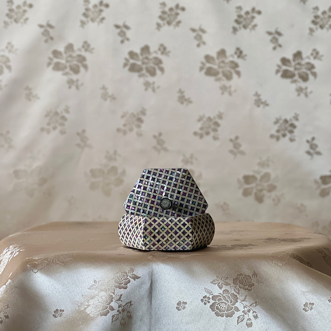 Mother-of-Pearl Hexagonal Mini Lidded Box: Chilbo Pattern