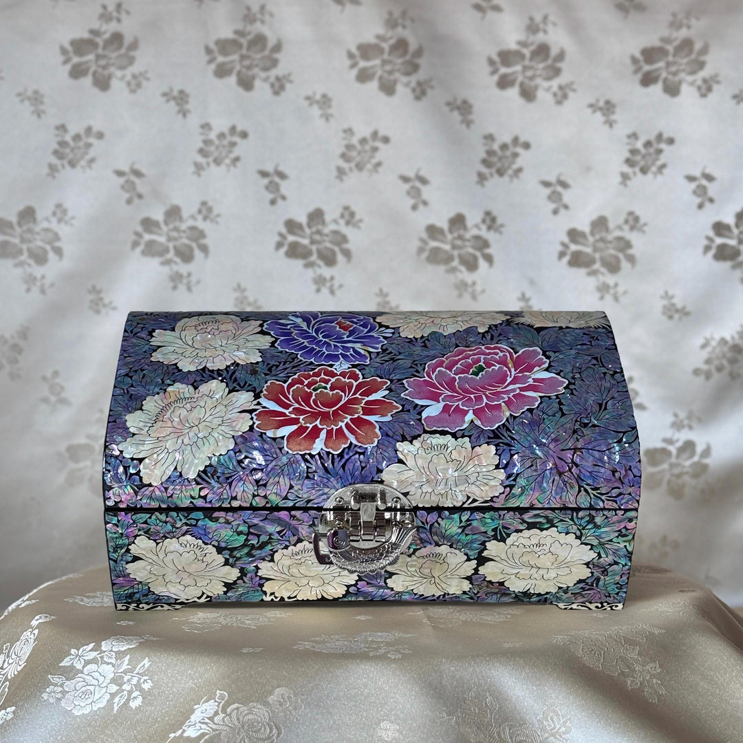 Mother of Pearl Jewelry Box: Peony Garden Motif
