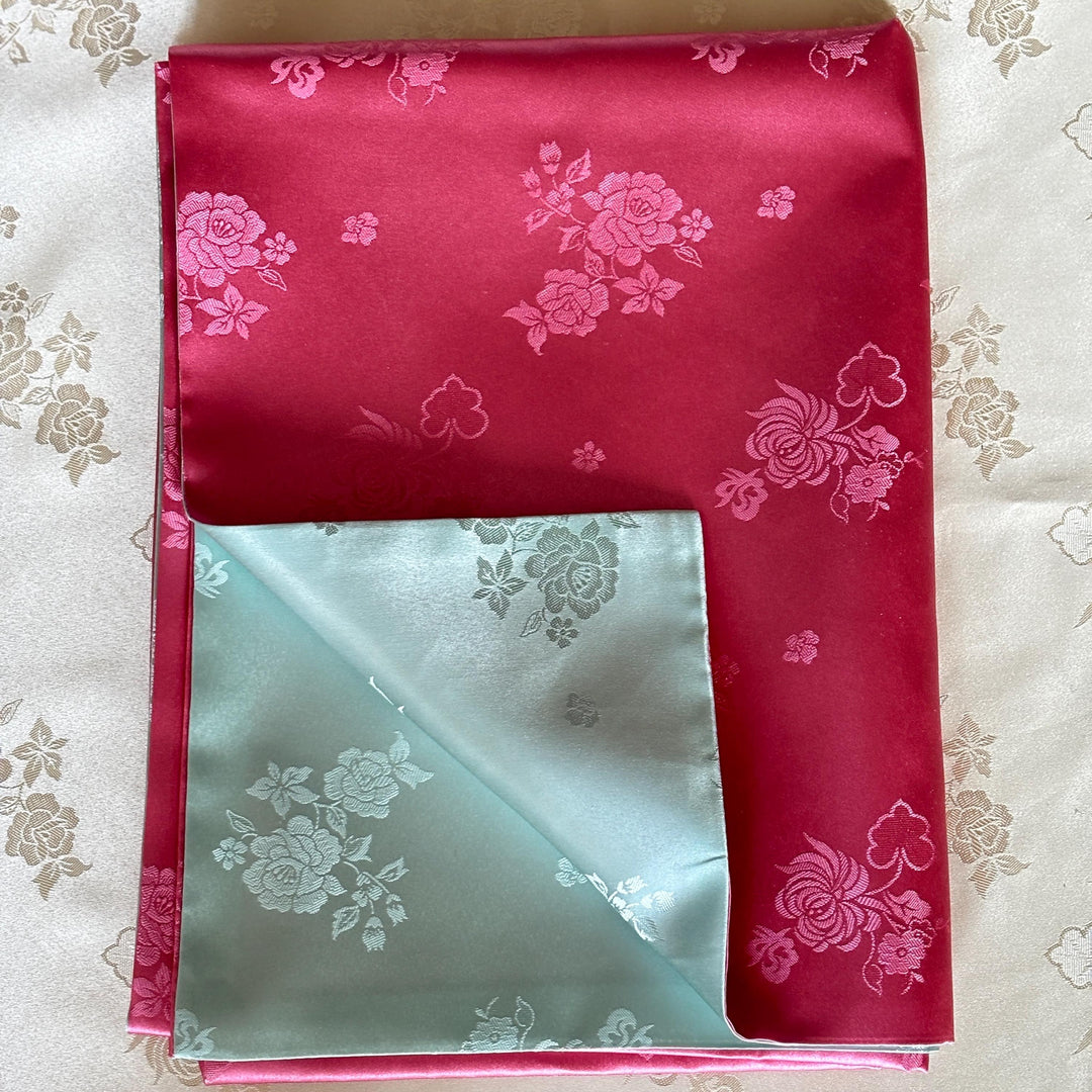 Two-Sided Silk Fabric: Medium Size, Floral Motif