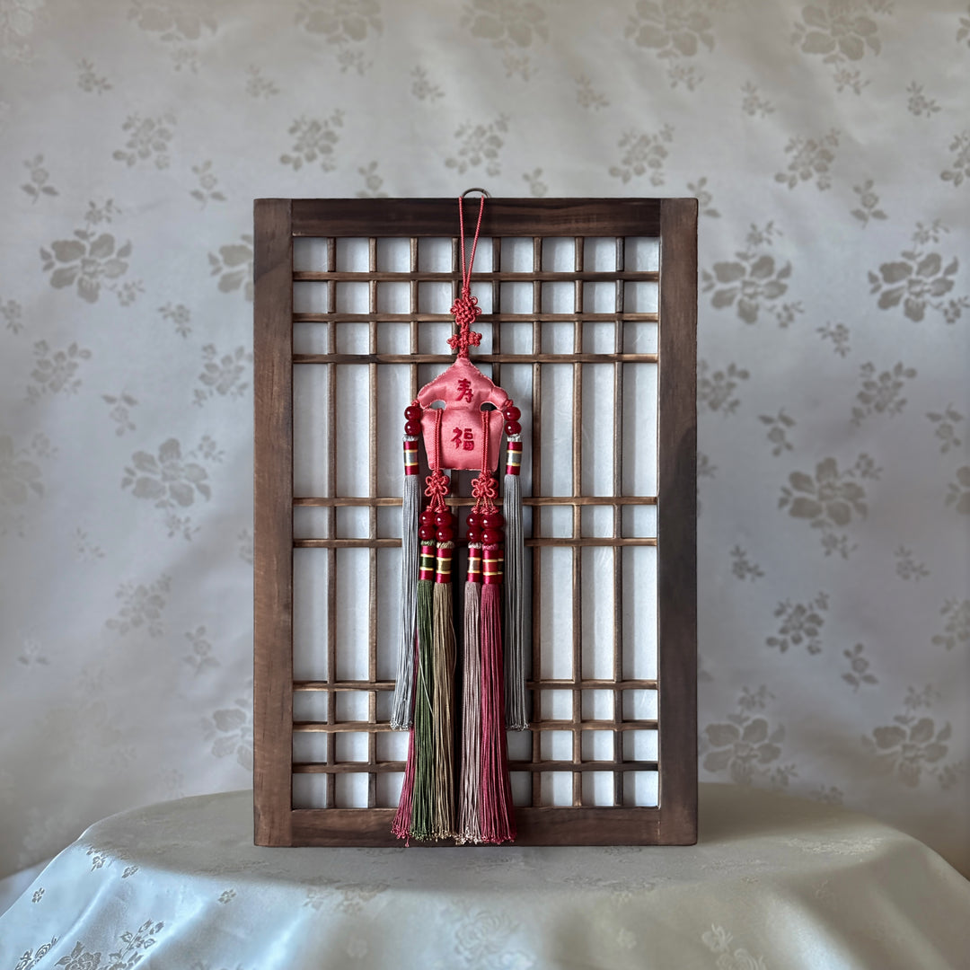 Korean traditional Norigae with Embroidery and 4 Tassels