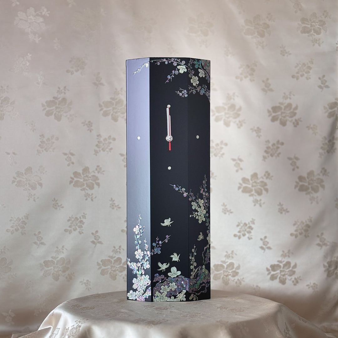 Mother-of-Pearl Wall Clock: Plum Blossom and Bird Motif