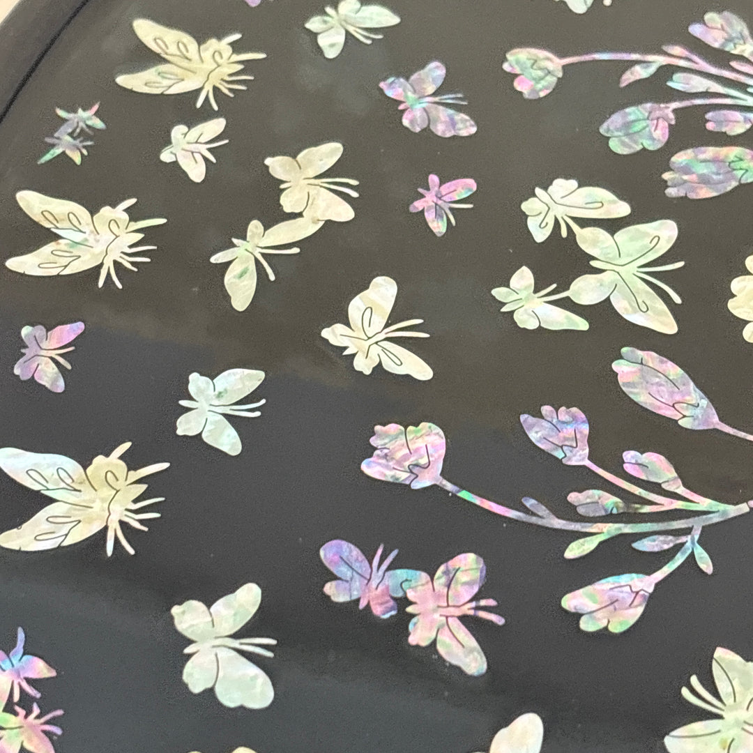Mother-of-Pearl Folding Table (Soban): Peony and Butterfly Motif, Flower Form