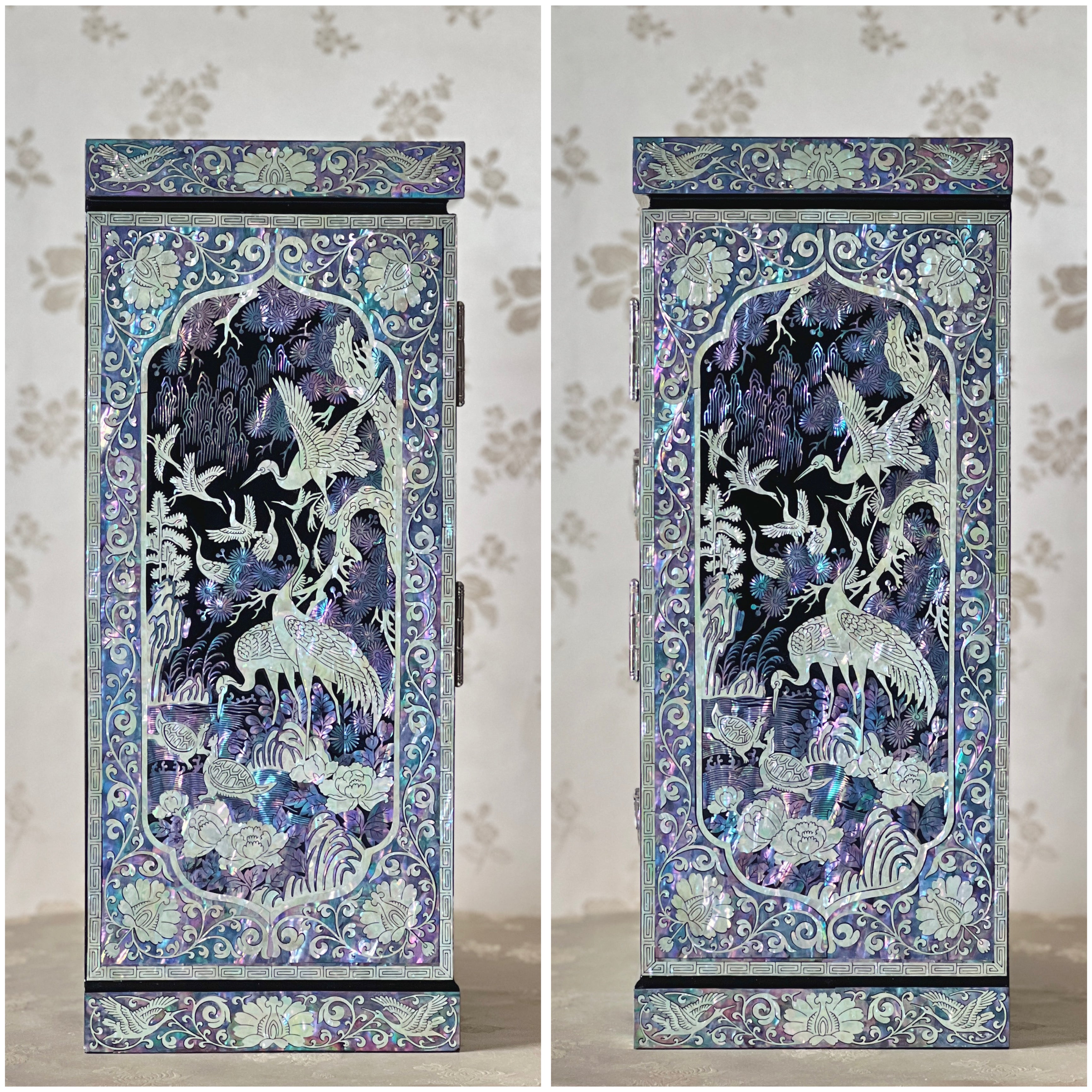 Mother of Pearl Double-Door Jewelry Chest: Longevity Motifs – ArtinKo