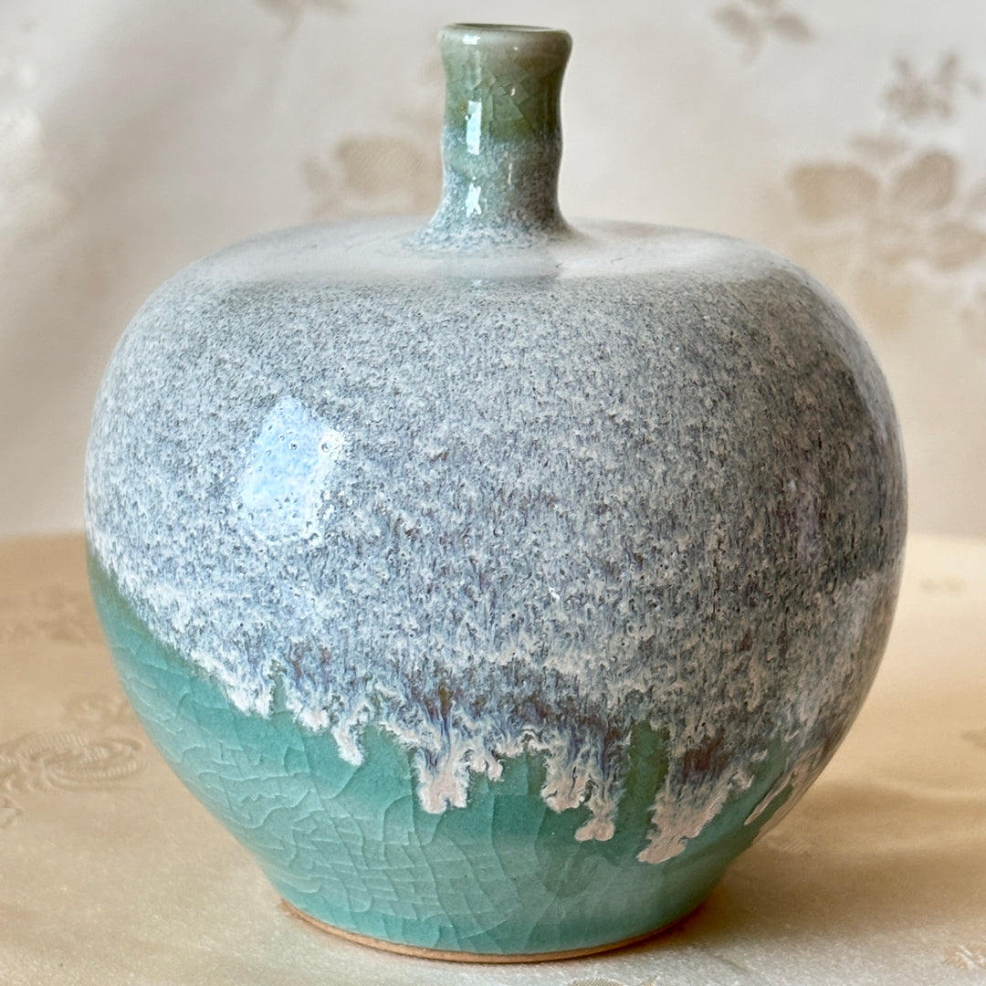 Korean Double-Glazed Celadon Vase Set: by Master Artisan
