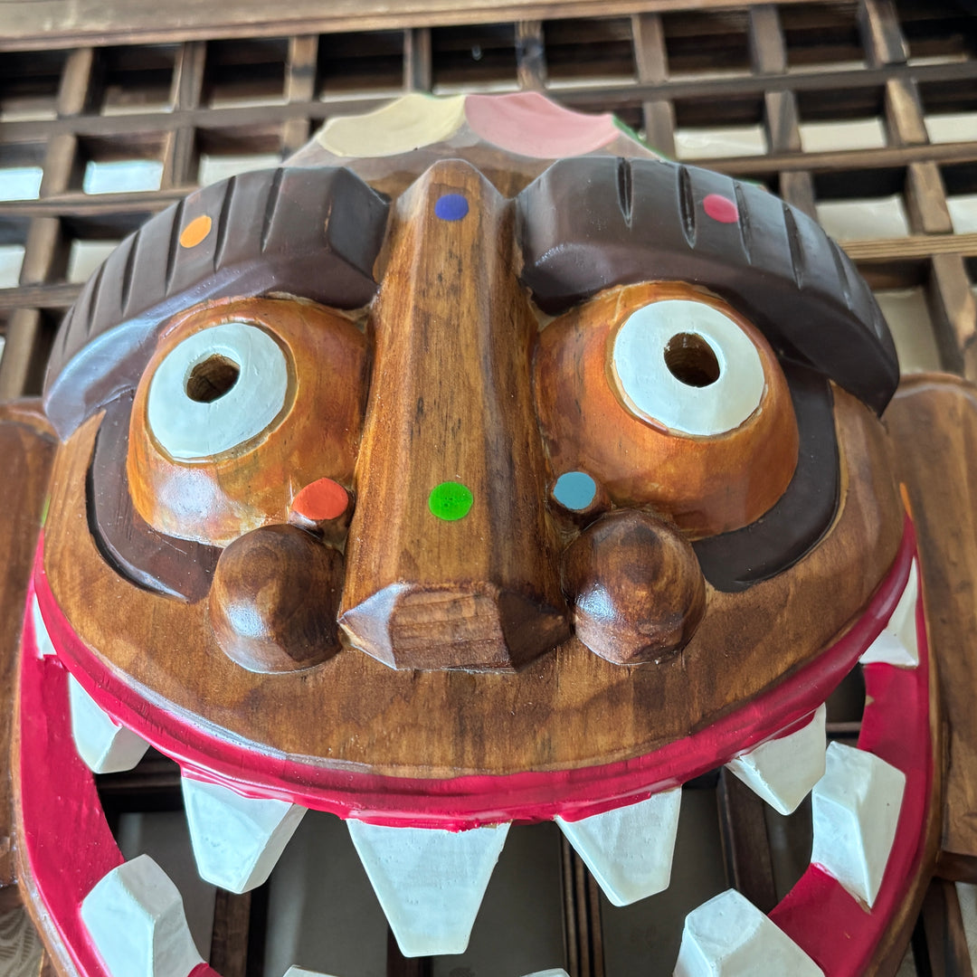 Wooden Wall Mask: Grand-Scale Maltuki Comic Servant Character from Traditional Mask Dance