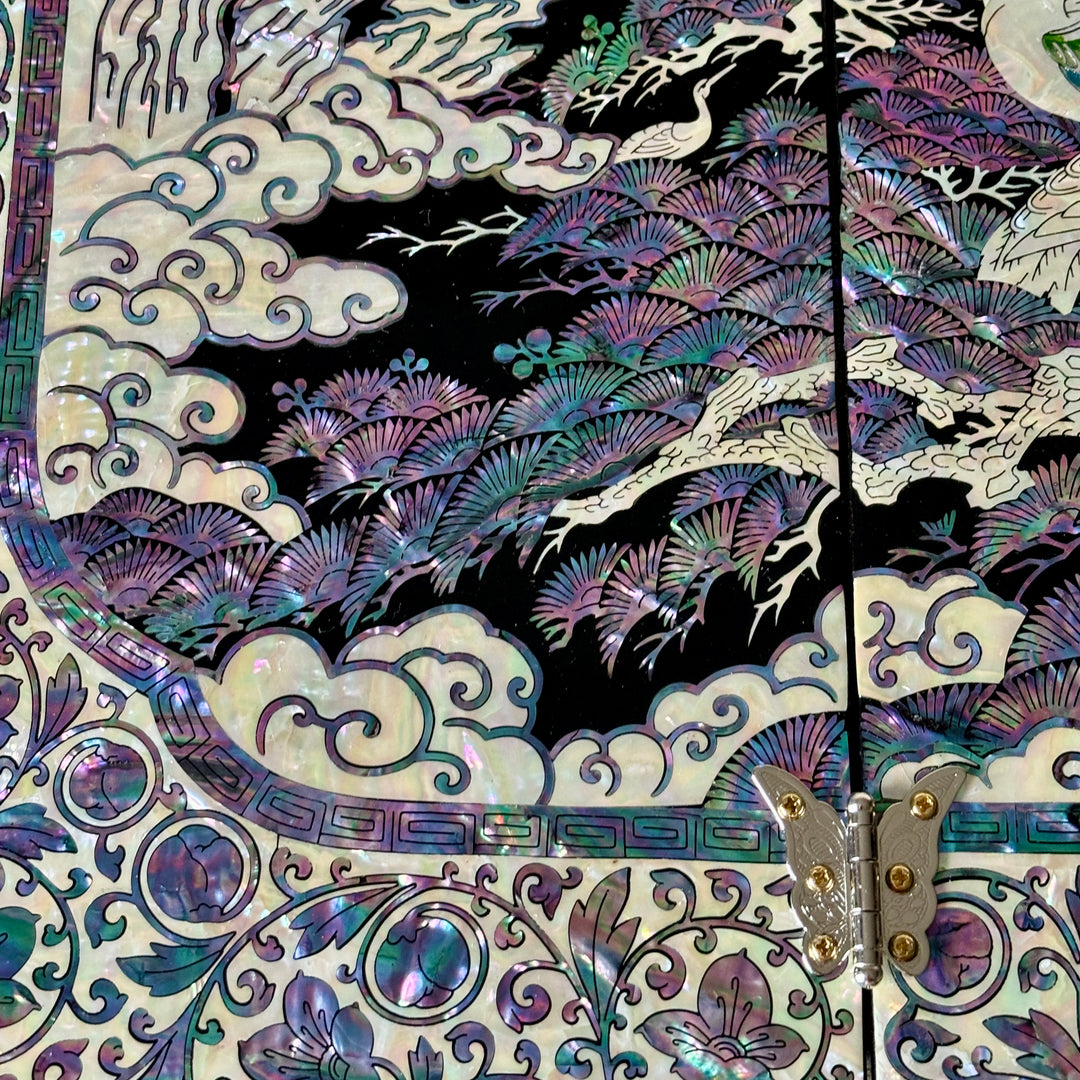 Mother of Pearl Folding Screen: One Hundred Cranes Motif
