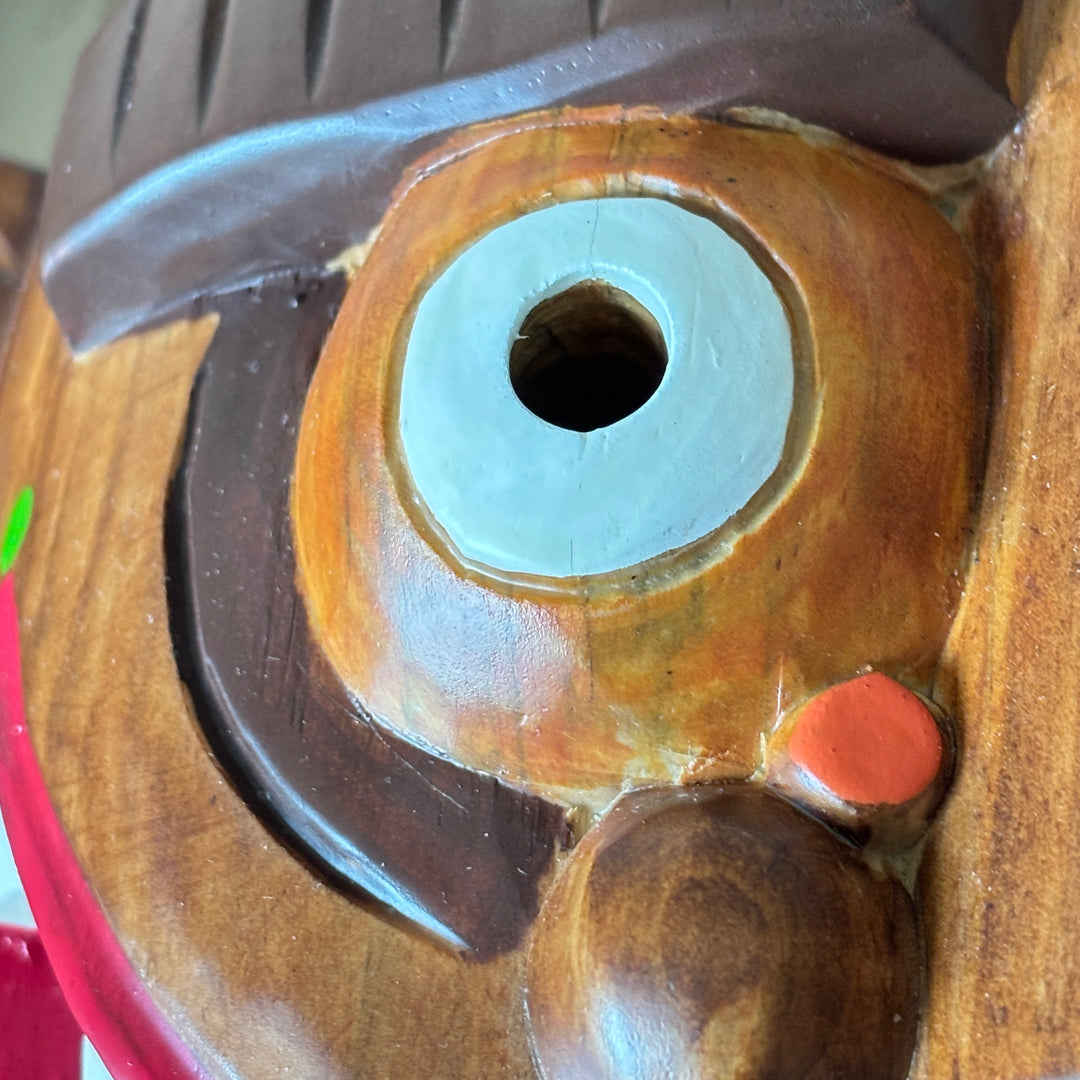 Wooden Wall Mask: Grand-Scale Maltuki Comic Servant Character from Traditional Mask Dance
