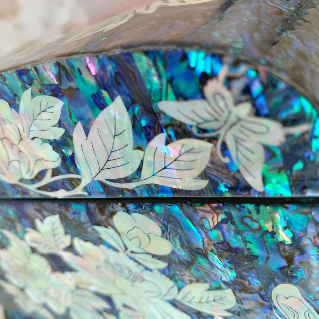 Mother of Pearl Curved Side Jewelry Box with Peony Pattern Big Size (대형 자개 목단문 굴림 보관함)