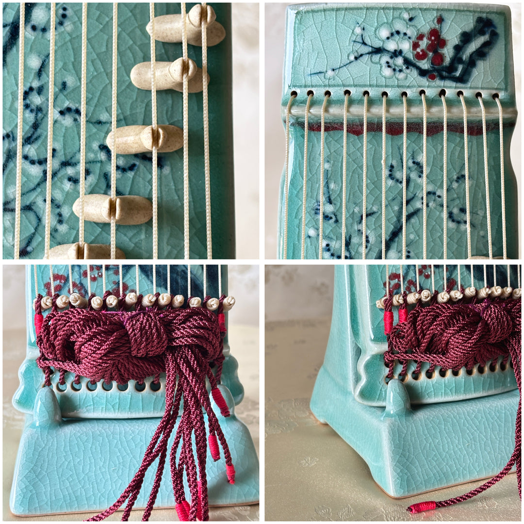 Celadon Sanjo Gayageum with Inlaid Plum Blossoms – A Masterpiece by a Master Artisan