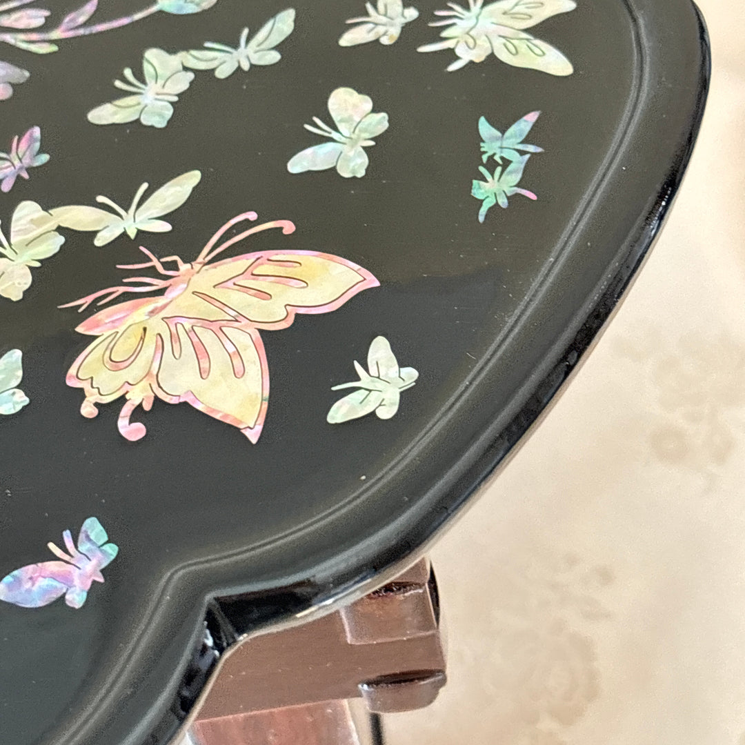 Mother-of-Pearl Folding Table (Soban): Peony and Butterfly Motif, Flower Form