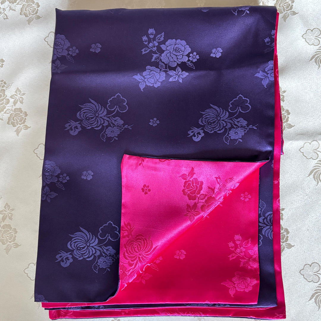 Two-Sided Silk Fabric: Medium Size, Floral Motif