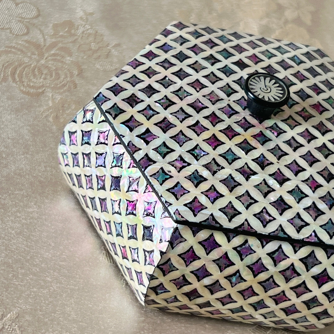 Mother-of-Pearl Hexagonal Mini Lidded Box: Chilbo Pattern