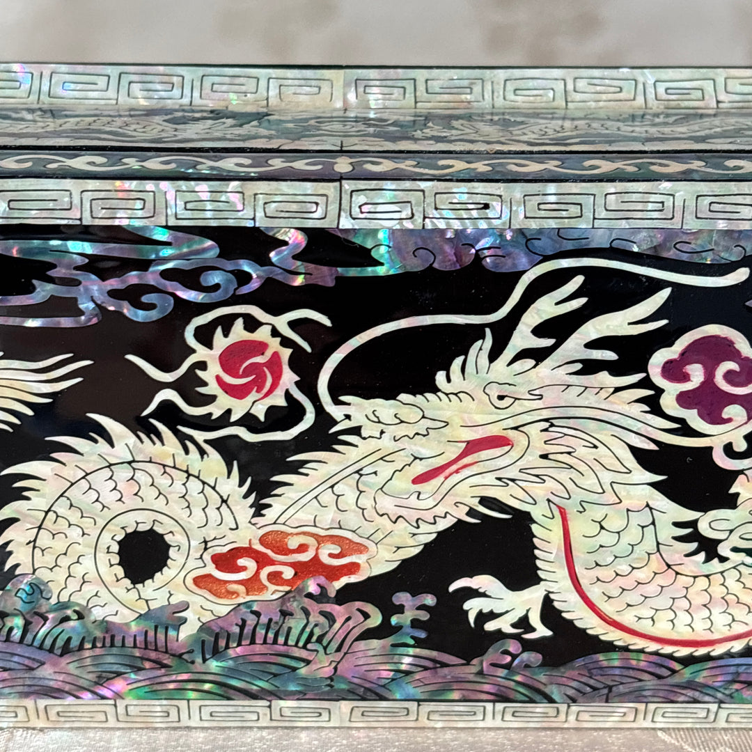 Mother of Pearl Stationery Box: Imperial Dragon Motif