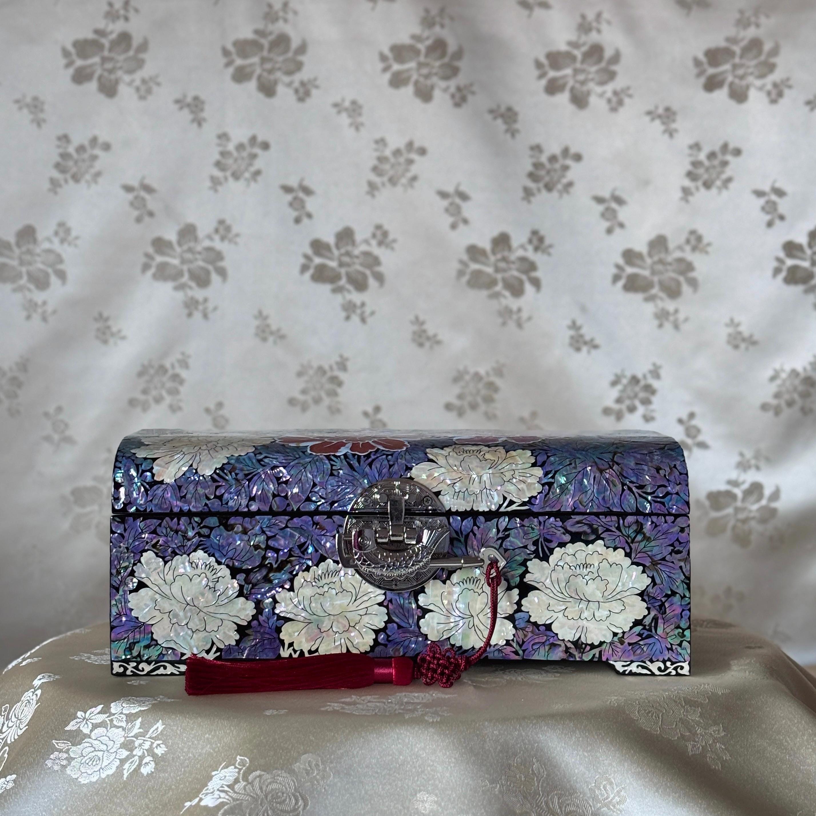 Mother of Pearl Jewelry Box: Peony Garden in Shellwork – ArtinKo