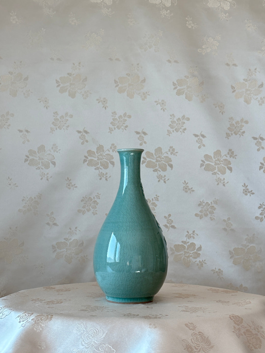 Korean celadon Maebyeong and Jubyeong Vase Set: with Plum Blossom Motif