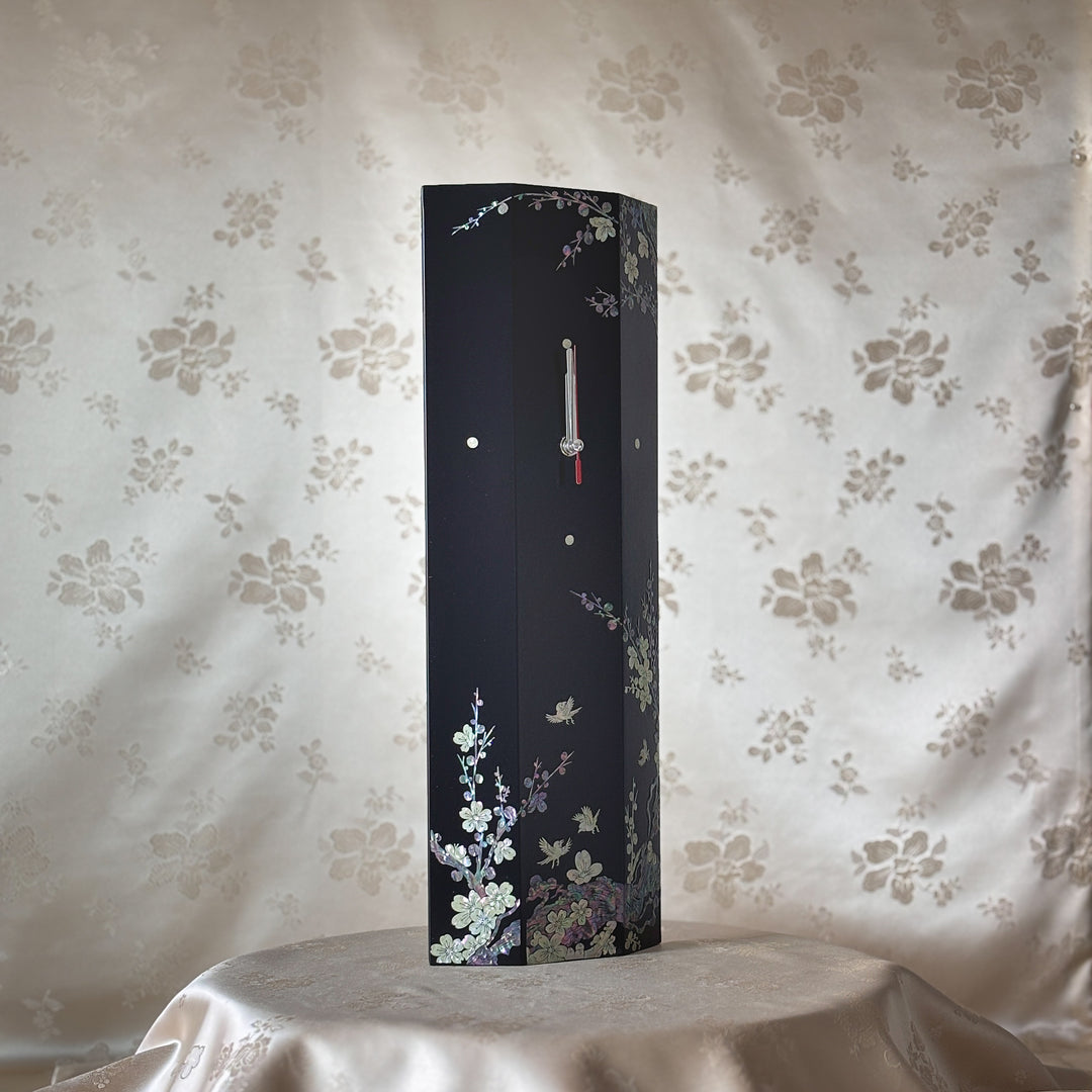 Mother-of-Pearl Wall Clock: Plum Blossom and Bird Motif