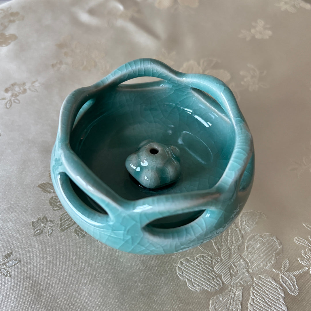 Celadon Openwork Incense Burner with Triple Legs