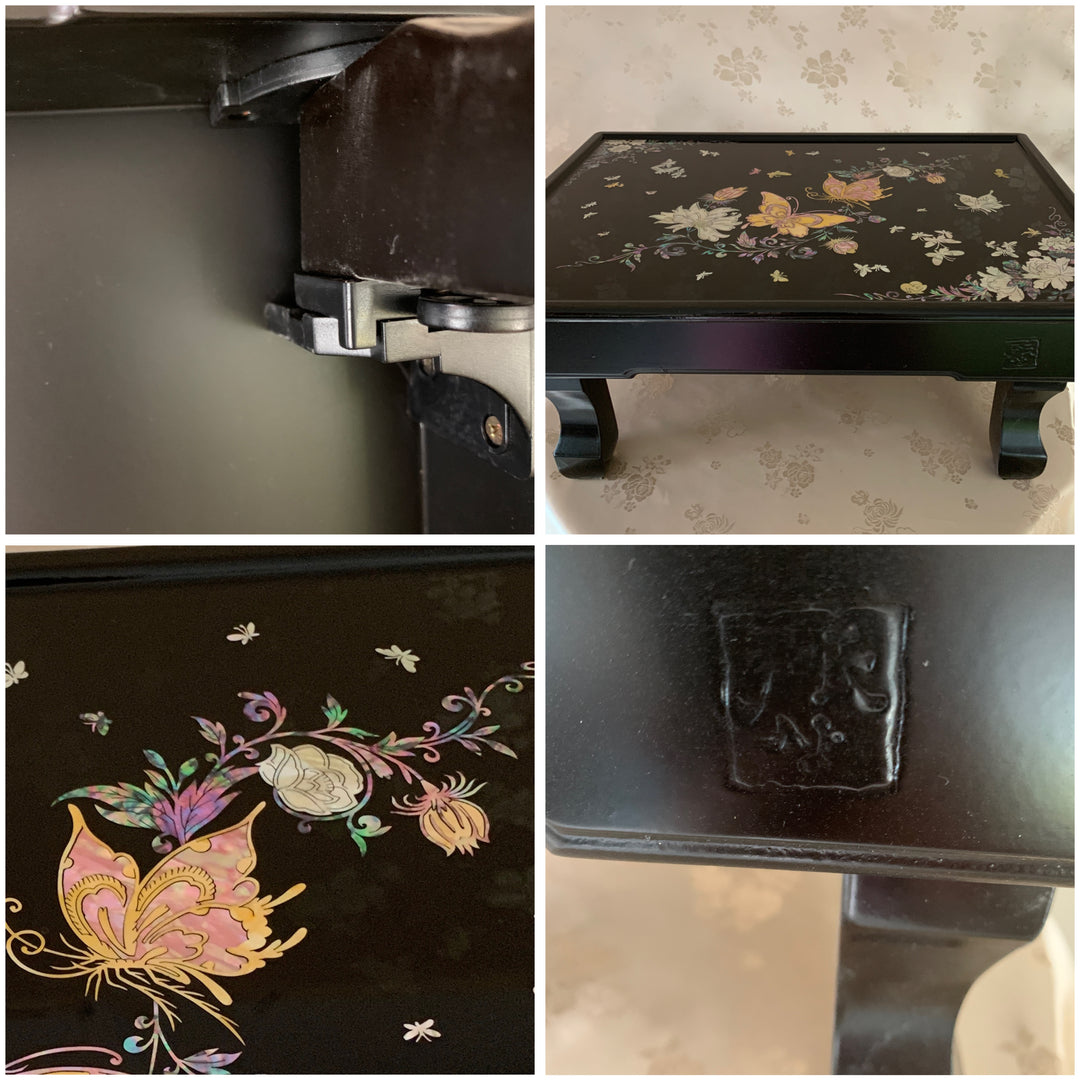 Mother of Pearl Foldable Tea Table with Butterfly and Peony Pattern