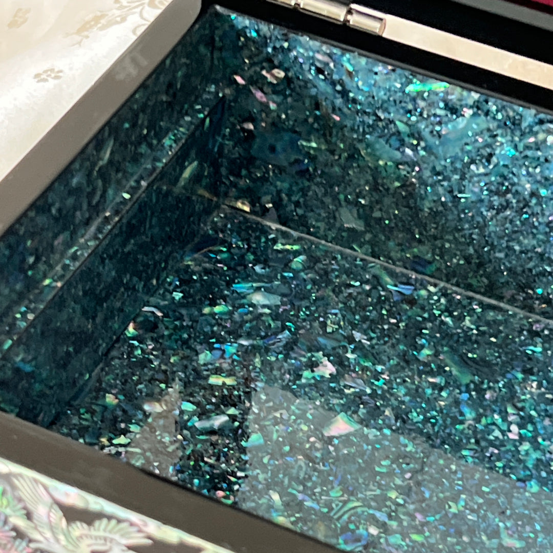 Mother-of-Pearl Jewelry Box: Auspicious Mountain Landscape with Cranes