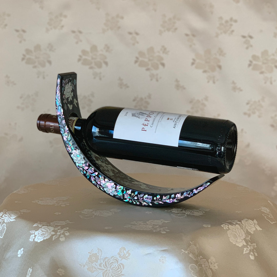 Mother of Pearl Wine Holder with Butterfly and Peony Pattern (자개 호접 목단문 포도주 받침대)