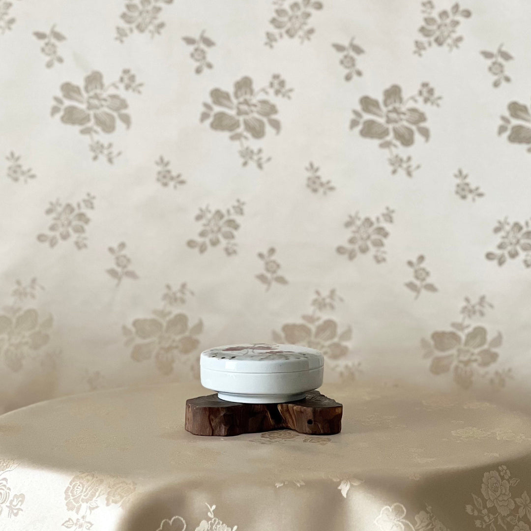 White Porcelain Covered Box: Lotus Motif by Master Artisan