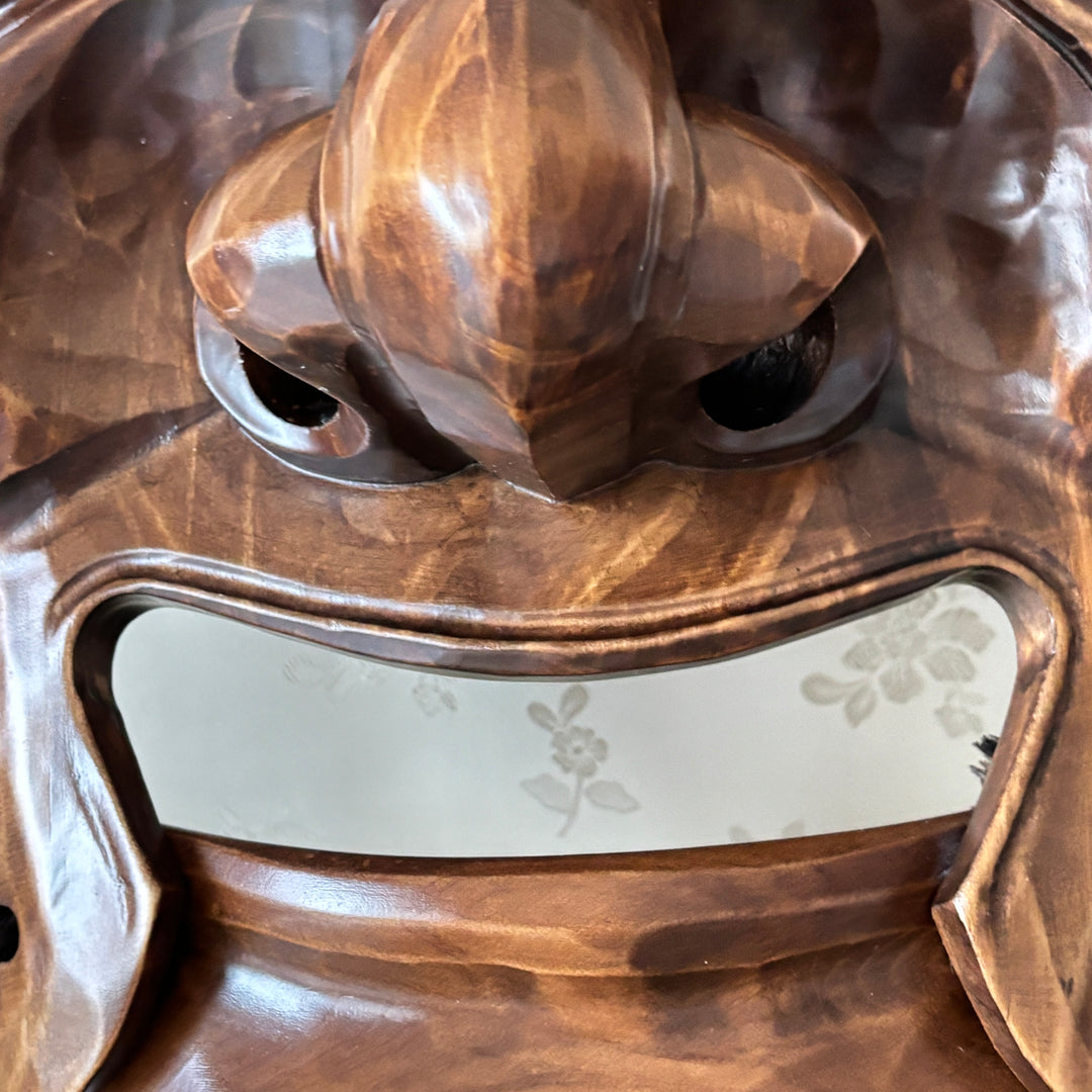 Wooden Hahoe Mask Set: Grand-Scale Nobleman and Bu-Ne Character for Wall Decor