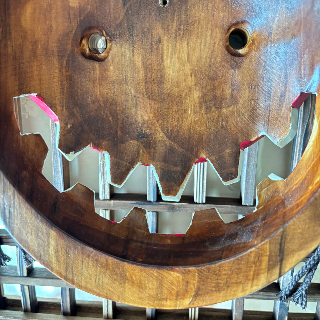 Wooden Wall Mask: Grand-Scale Maltuki Comic Servant Character from Traditional Mask Dance