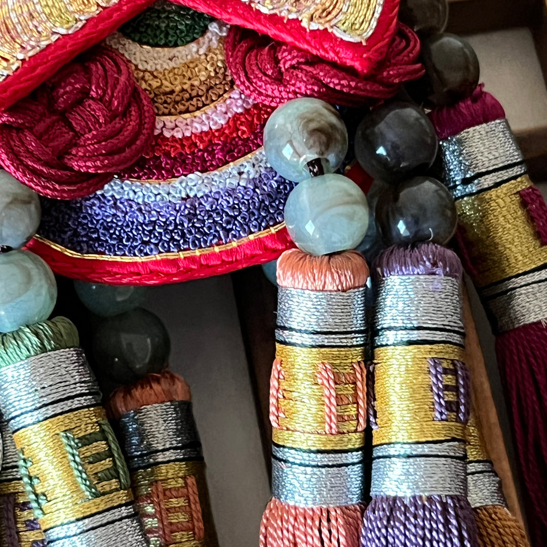 Silk Norigae: Embroidered Cicada with Ten Tassels