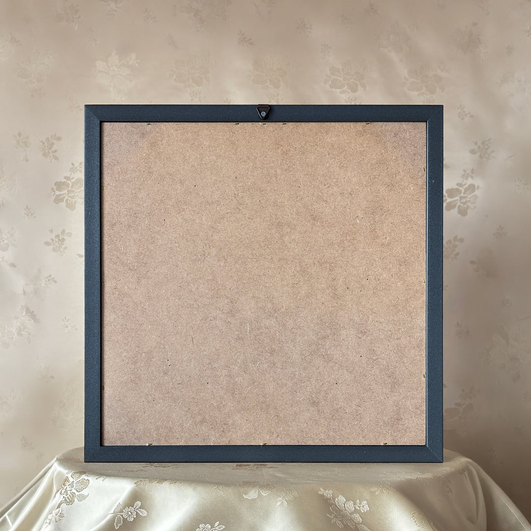 Embroidered Art Panel: Scrolling Vine (Dangcho) and Peony Motif on Beige Silk