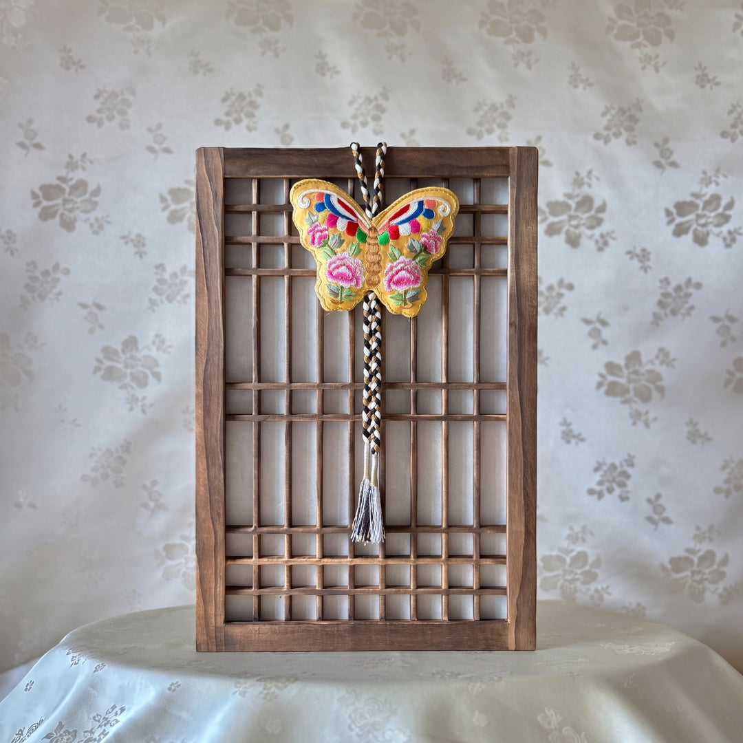 Embroidered Norigae: Butterfly Shape with Peony Motif