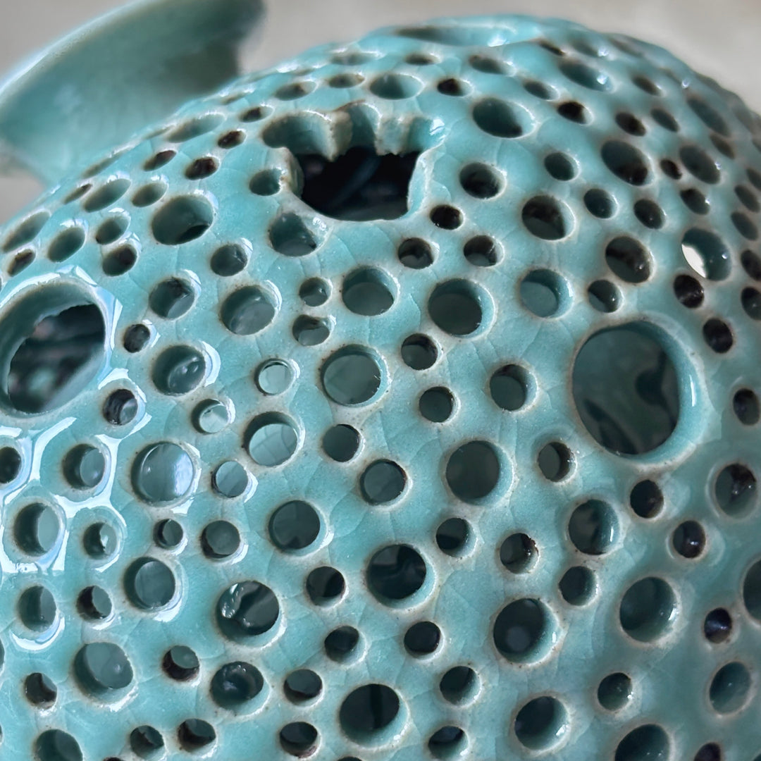 Celadon Vase: Double-Walled Openwork with Crane Motif and Celestial Openwork Exterior