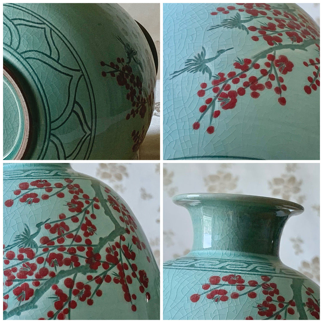 Celadon Vase with Red Plum Pattern (청자 매화문 호)